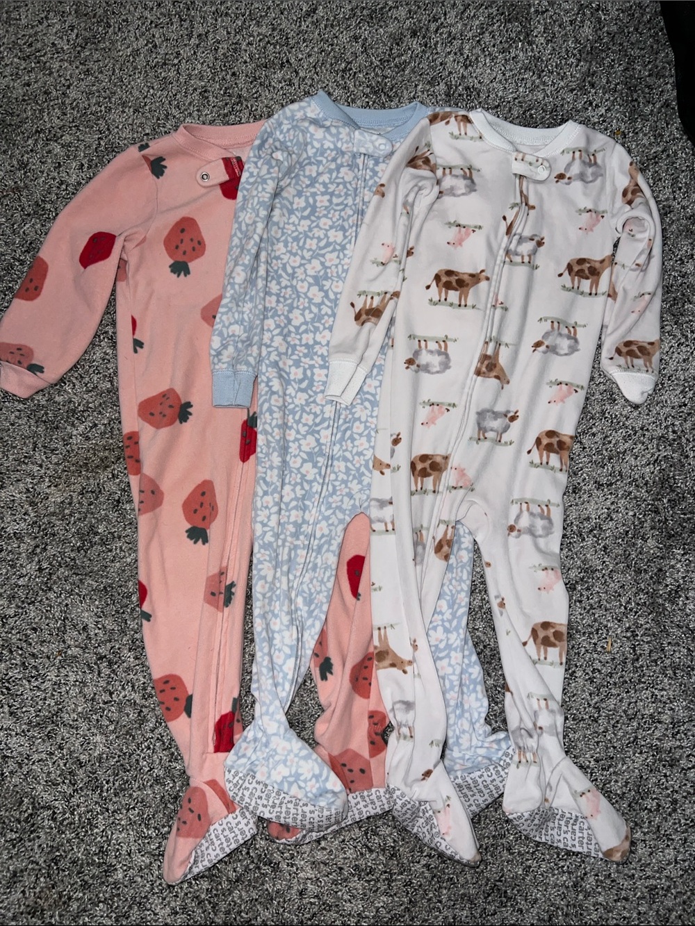 Carter's 3-Pack Footed One-Pieces — Pink, Light Blue & White